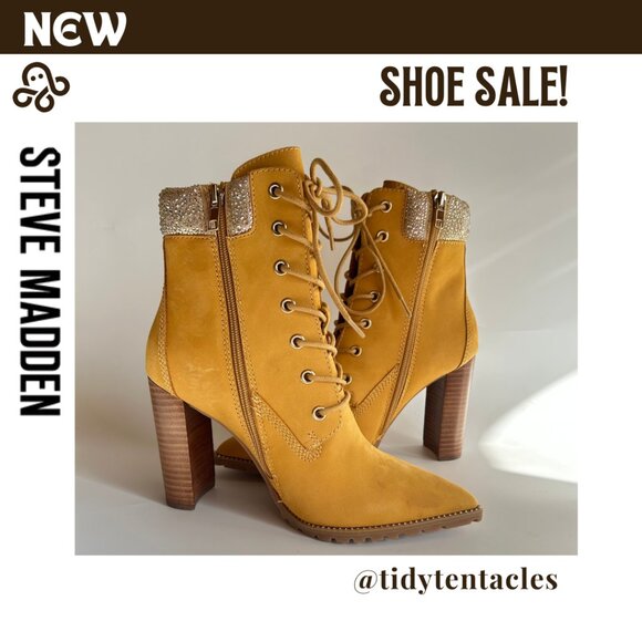 NWT Steve Madden Pointed Toe Leather Ankle Boots Women's Size 7.5 - Picture 1 of 4